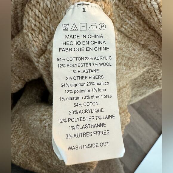 Michael Kors Oatmeal Heather Turtleneck Cotton Wool Blend Sweater Size XL - Picture 8 of 10